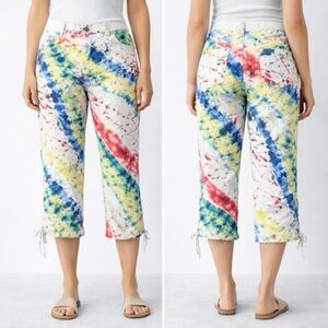 Style & Co. Multicolor Tie-Dye Cropped Drawstring Capris